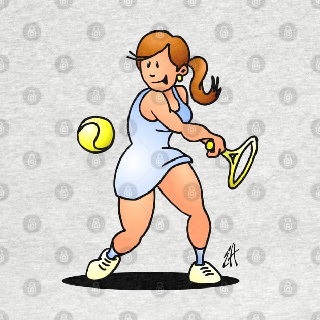 Tennis girl hitting a backhand by Cardvibes